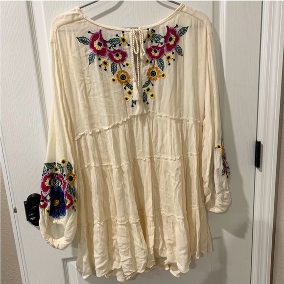 Free People White Spell On You Mini Dress with Embroidery Flower Details NWT - Picture 4 of 7